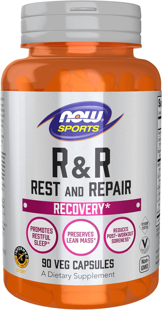 NOW Sports R & R Rest and Repair, Recovery Supplement, 90 Veg Capsules