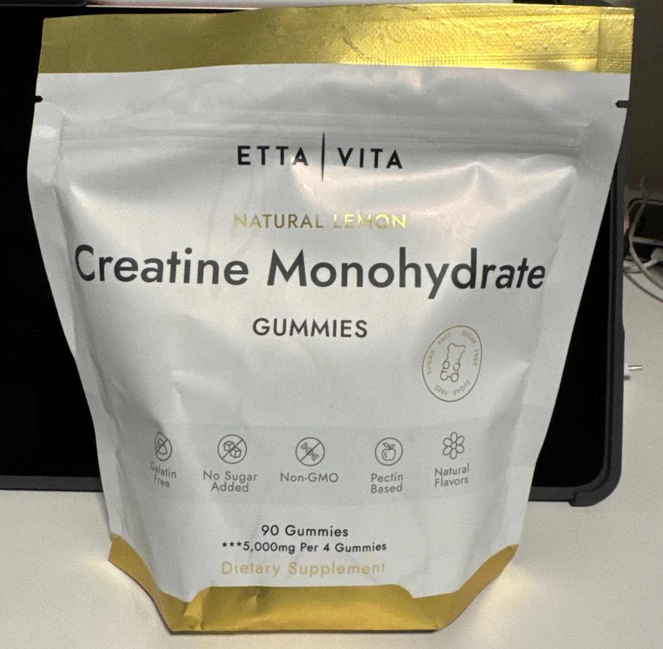 Etta Vita Sugar Free Creatine Monohydrate Supplement 90 Gummies Lemon 09/2026