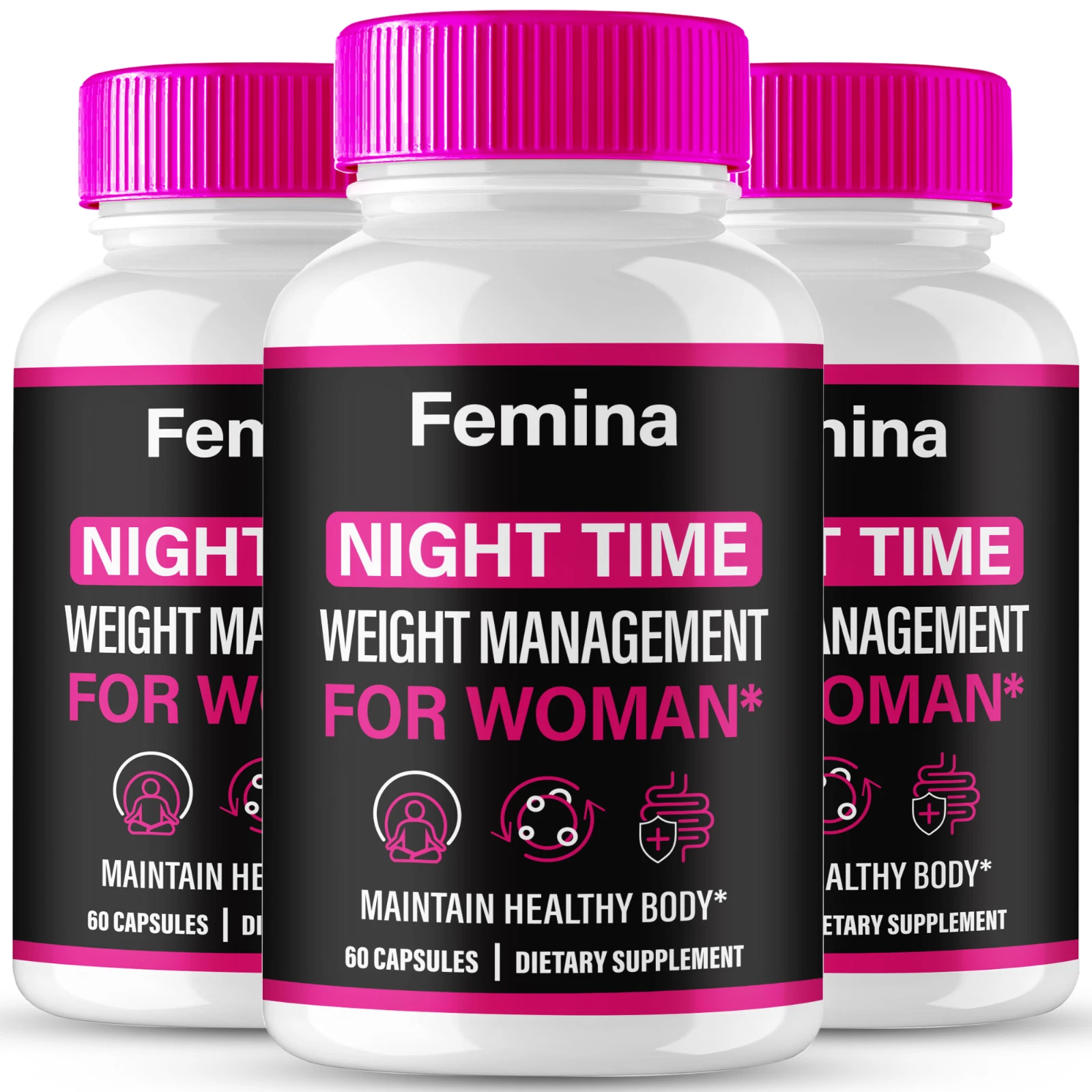 (3 Pack) Femina Nighttime Capsules, Supports Weight Loss Management Pills