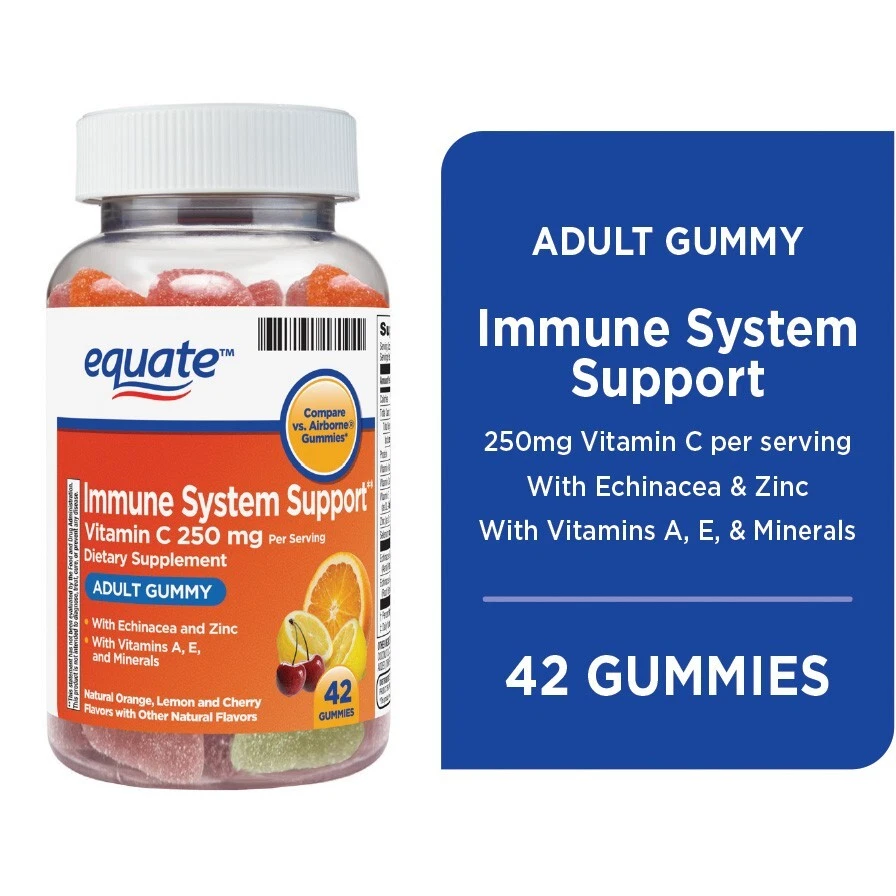 Equate Vitamin C Vegetarian Gummies, Orange Lemon Cherry, 250 mg, 42 Count