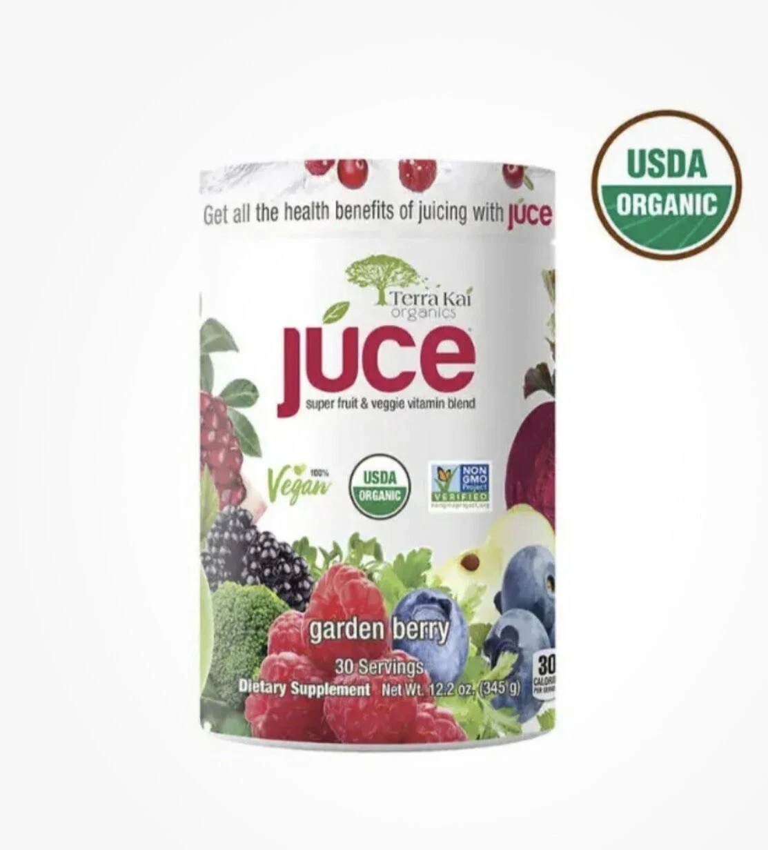 TERRA KAI ORGANICS JUCE SUPER FRUIT & VEGGIE VITAMIN BLEND GARDEN BERRY