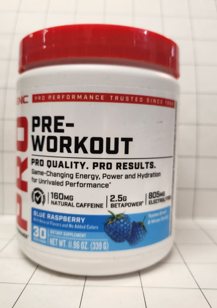GNC Pro Performance Pre-workout Blue Raspberry 30 Servings EXP 10/2026