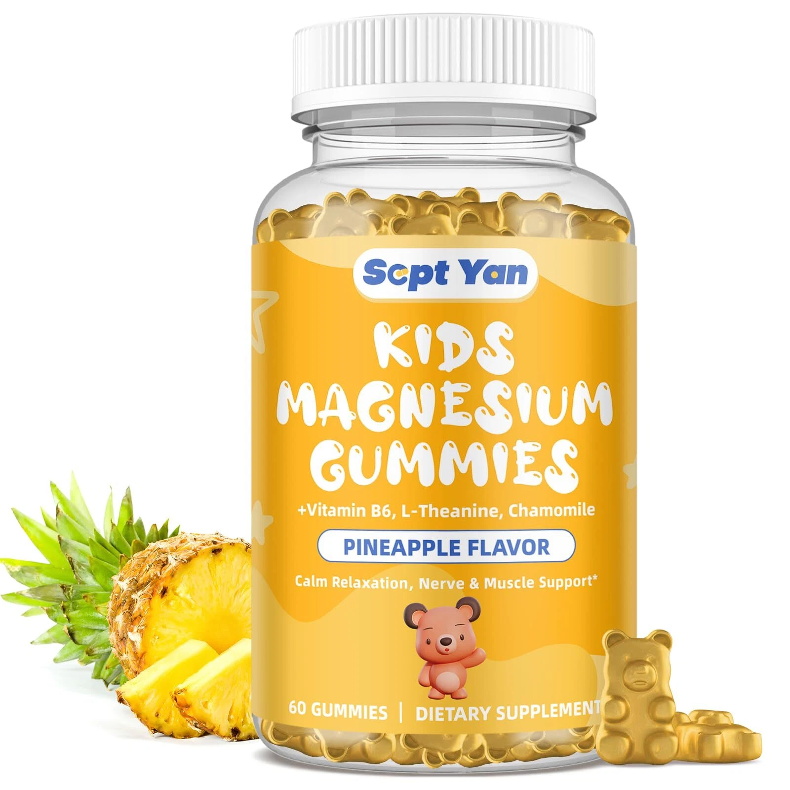 Magnesium Gummies for Kids - Magnesium Citrate Supplement with Vitamin B6 L-t...