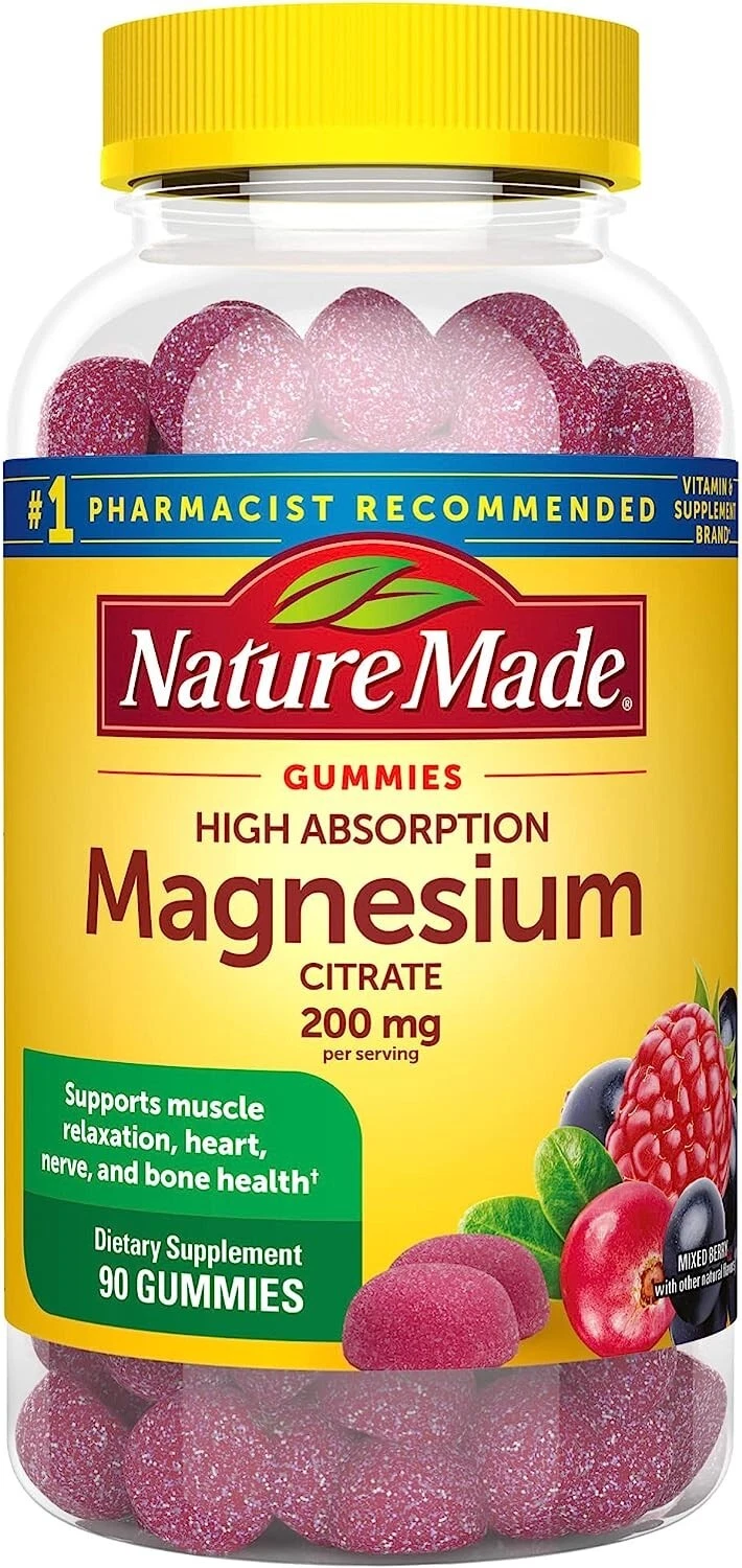 Nature Made Gluten-Free Magnesium Citrate 200 mg Dietary Supplement, 90 Gummies