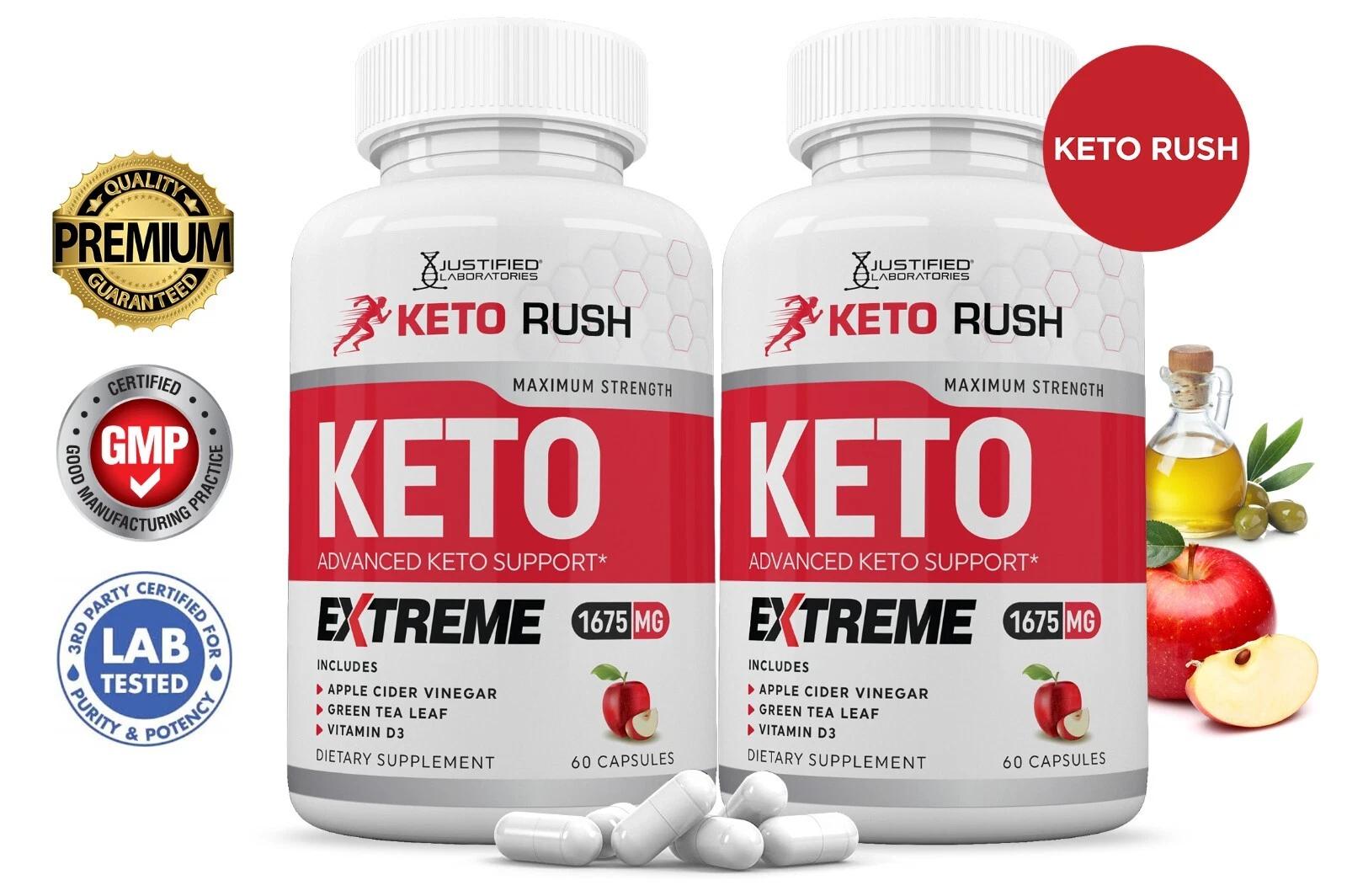 Keto Rush ACV Extreme Pills 1675 MG Stronger Than Gummies Keto Support 2 Pack