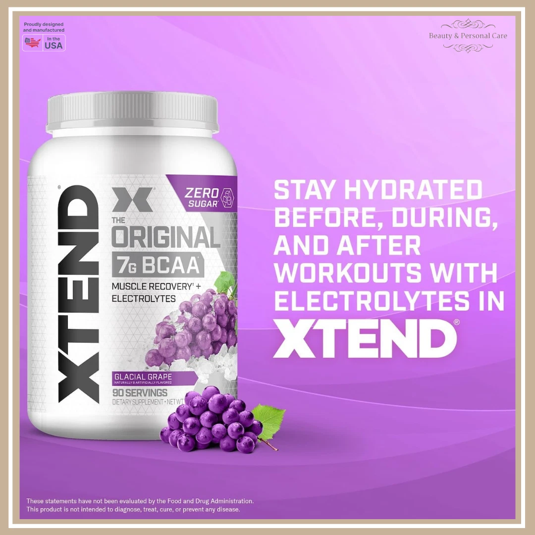 XTEND BCAA Powder 90srv Glacial Grape – Muscle Recovery + Hydration Vegan