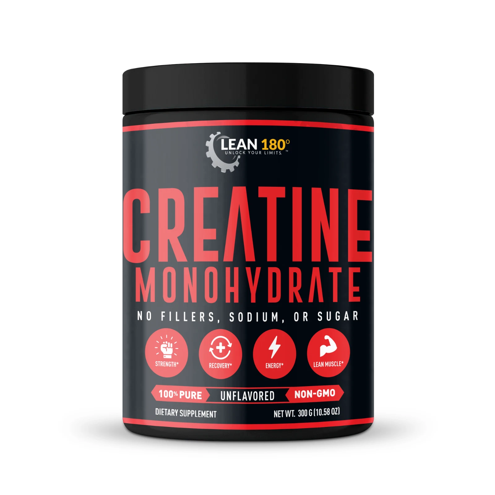 Pure Creatine Monohydrate Powder - Muscle, Recovery, Strength, Energy - Lean 180