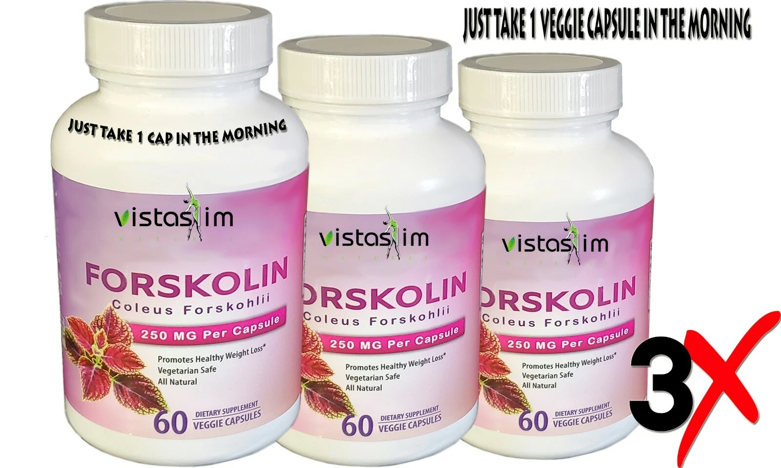 Lot of 3 FORSKOLIN EXTRACT FOR WEIGHT LOSS by VistaSlim. Extreme KETO Boost Comp