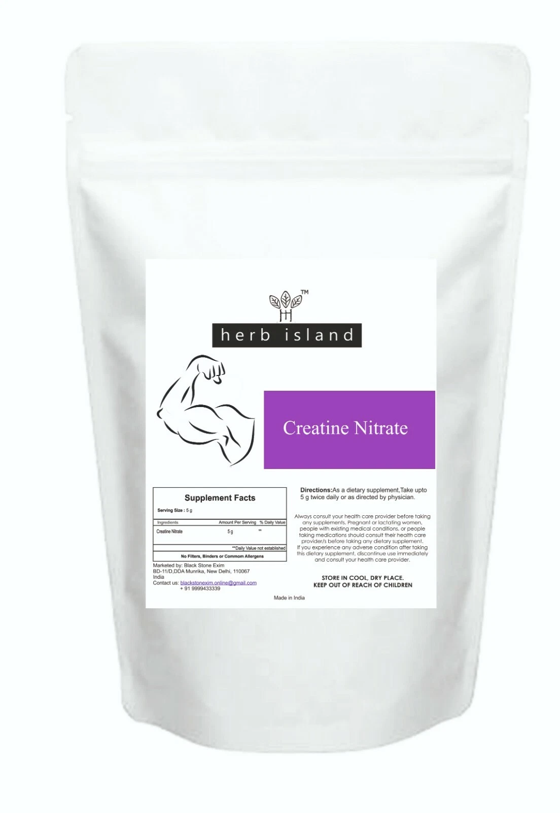 Creatine Nitrate 100% Pure Powder- Build Muscle Growth High Potency Supplement