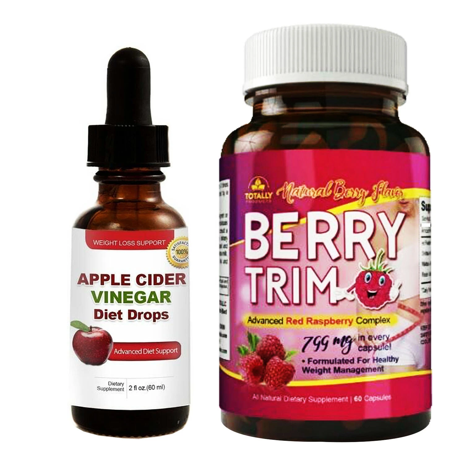 Apple Cider Vinegar Drops & Berry Trim Raspberry Complex Weight Loss Capsules