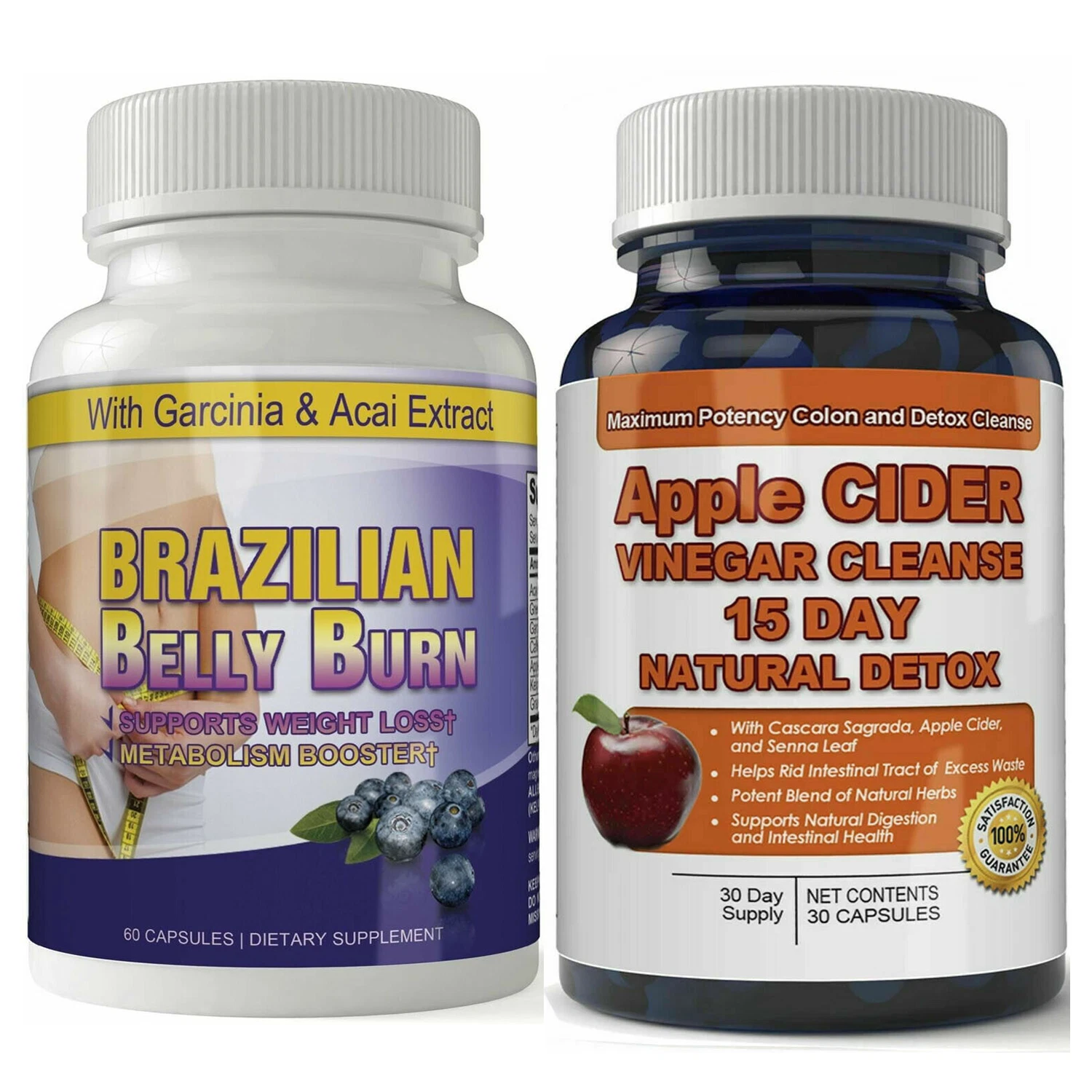 Apple Cider Vinegar Cleanse Detox & Brazilian Belly Burn Weight Loss Capsules