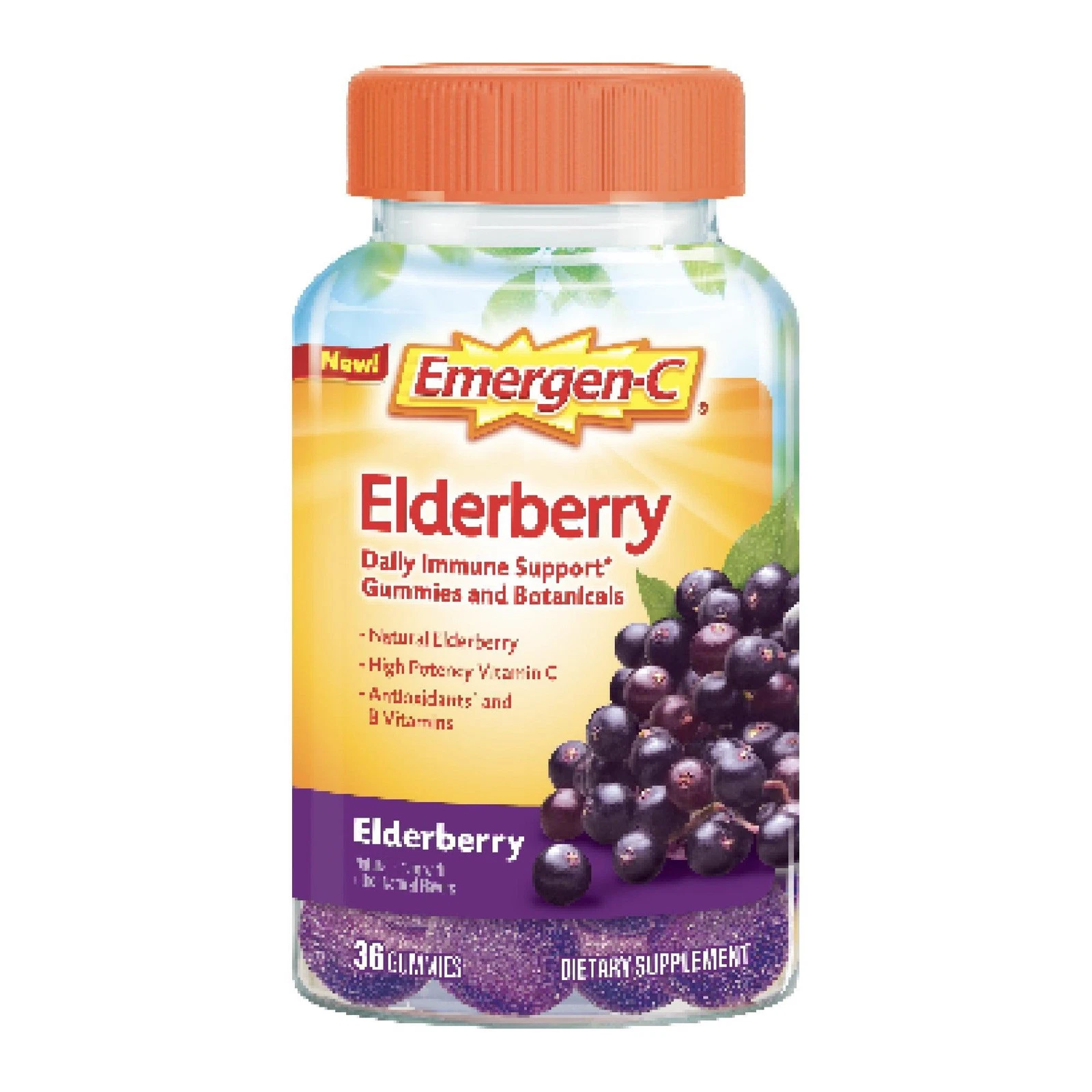 Emergen-C Elderberry Gummies Immune Support High Potency VIT C B Vitamins 36 Ct