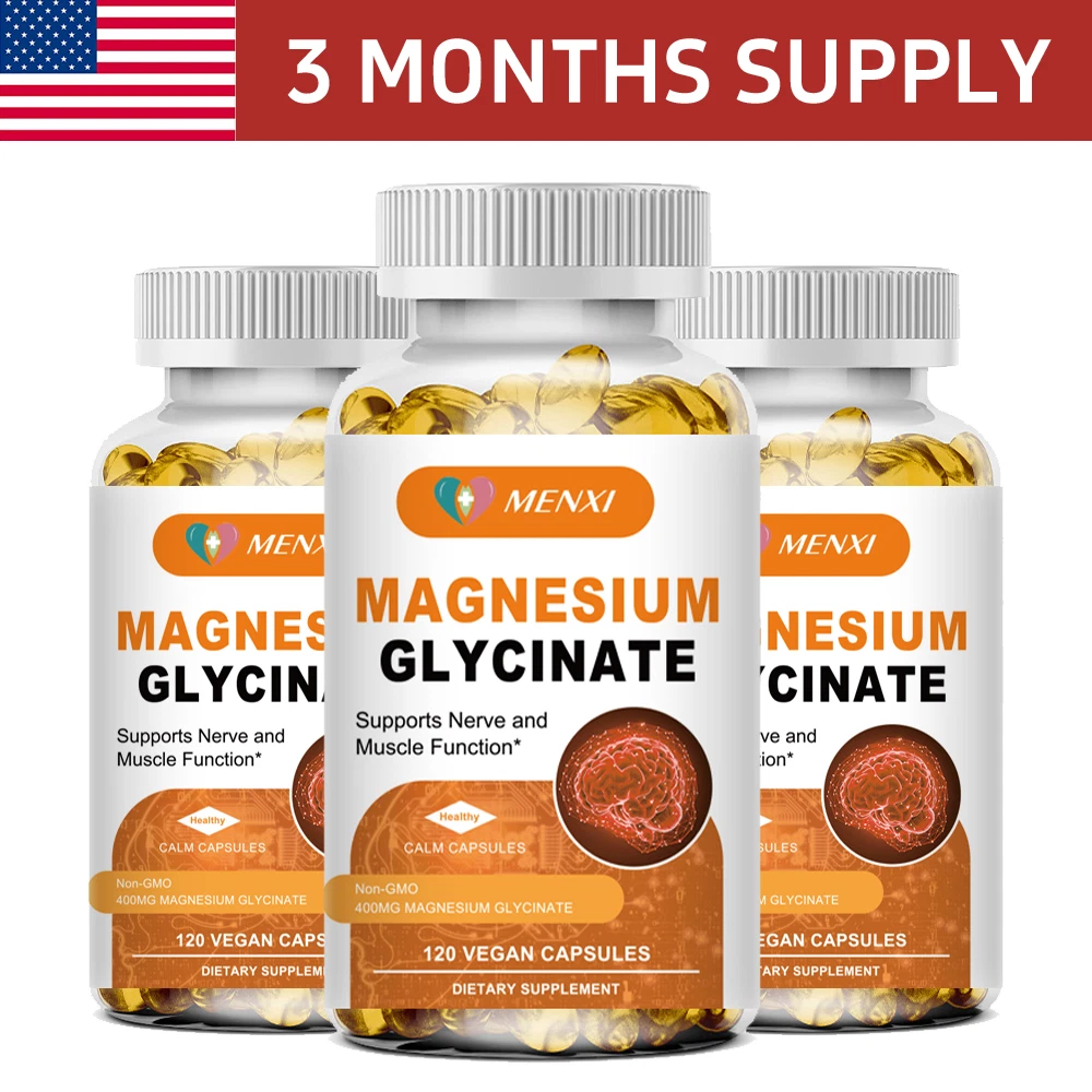 Magnesium Glycinate 400mg, 3 X 120 Sleep Support Capsules, Gluten Free & Non-GMO