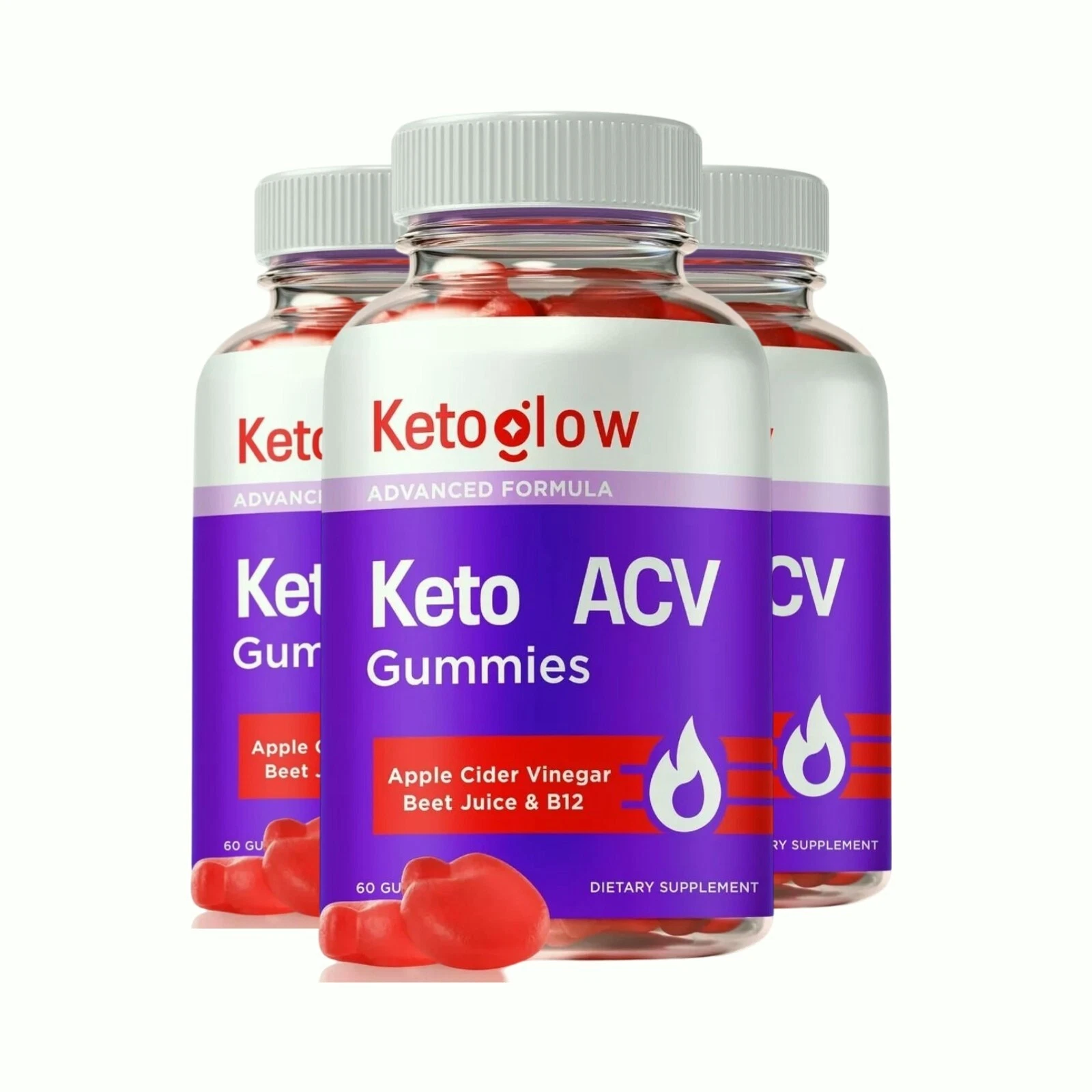 3-Pack Keto Glow ACV Gummies, Keto Glow Keto ACV Gummies (180 Gummies)