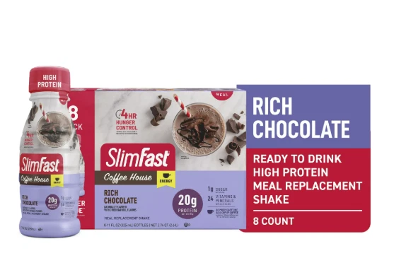 SlimFast High Protein Shake Meal Replacement Shake, Creamy Chocolate 8 P