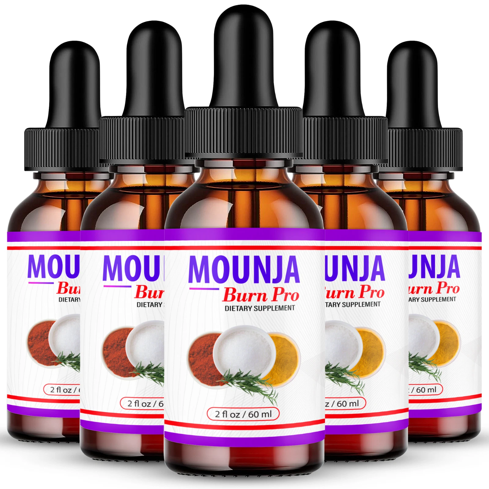Mounja Burn Pro Drops - Official Liquid Drops Supplement (5 Pack)