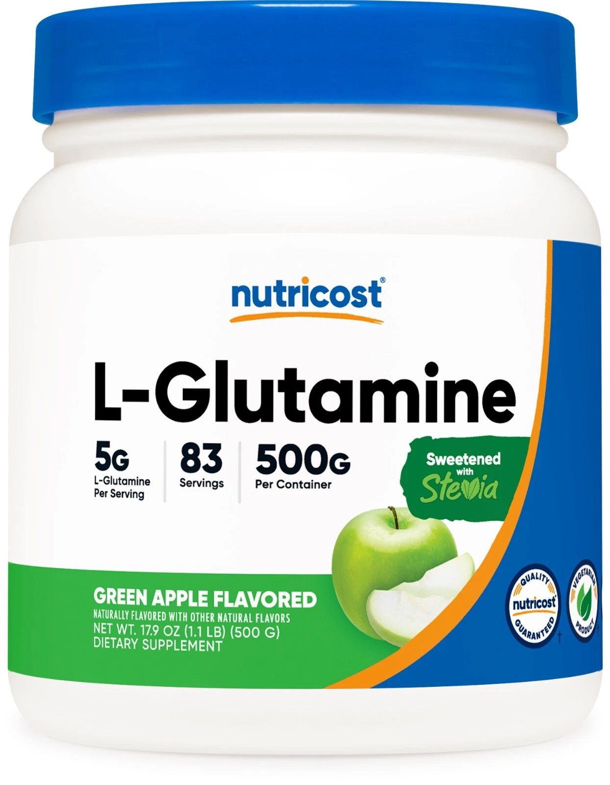 Nutricost L-Glutamine Powder Supplement (Green Apple) (82 Servings) (Stevia)