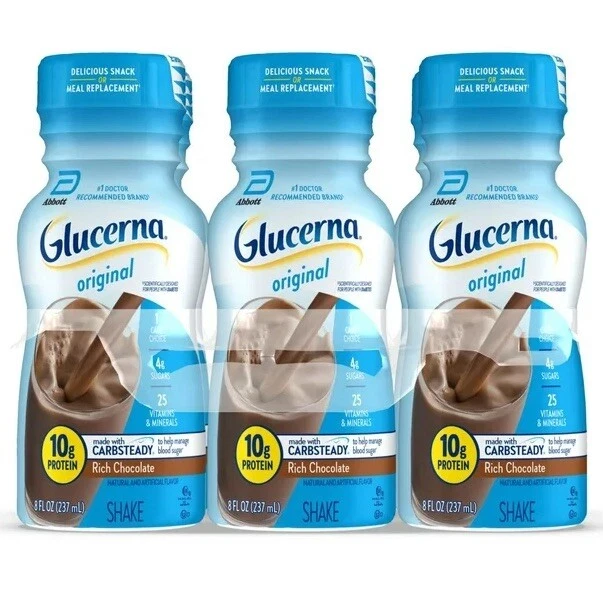 ••Glucerna Nutritional Shake, Rich Chocolate 🍫 8-fl-oz, ••6 Bottles••