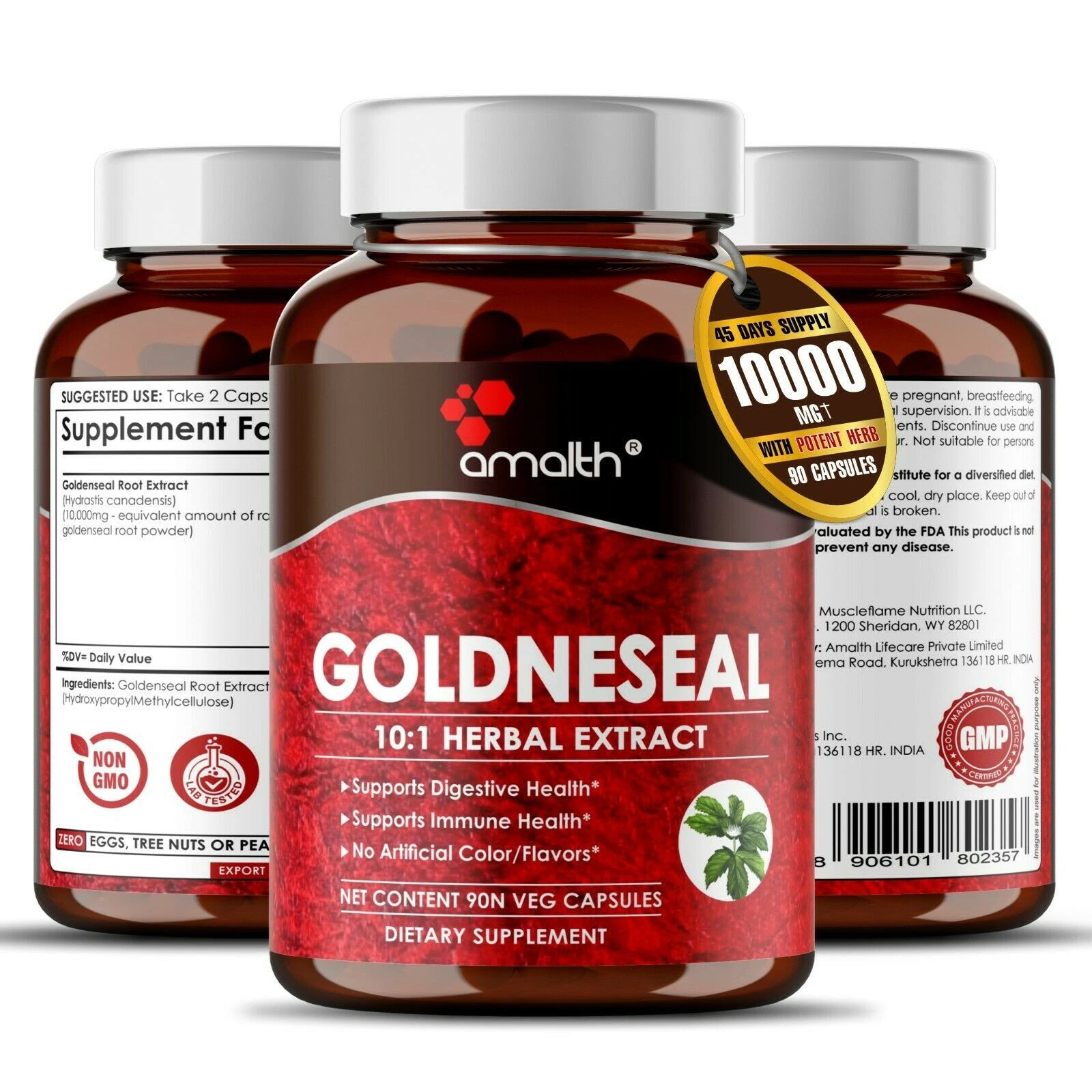 Goldenseal Root Extract Powder Hydrastis Canadensis 10000mg Immune Capsules