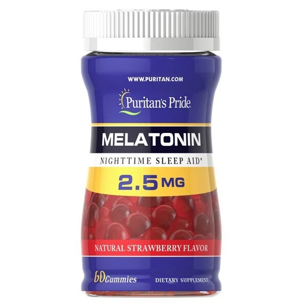 Puritan's Pride Melatonin Gummy 2.5 mg Strawberry Flavor - 60 count