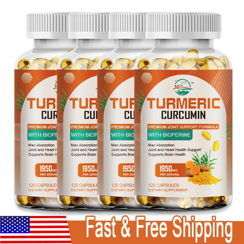 Highest Potency Turmeric Curcumin 95% 1950mg with Bioperine Black Pepper Extract