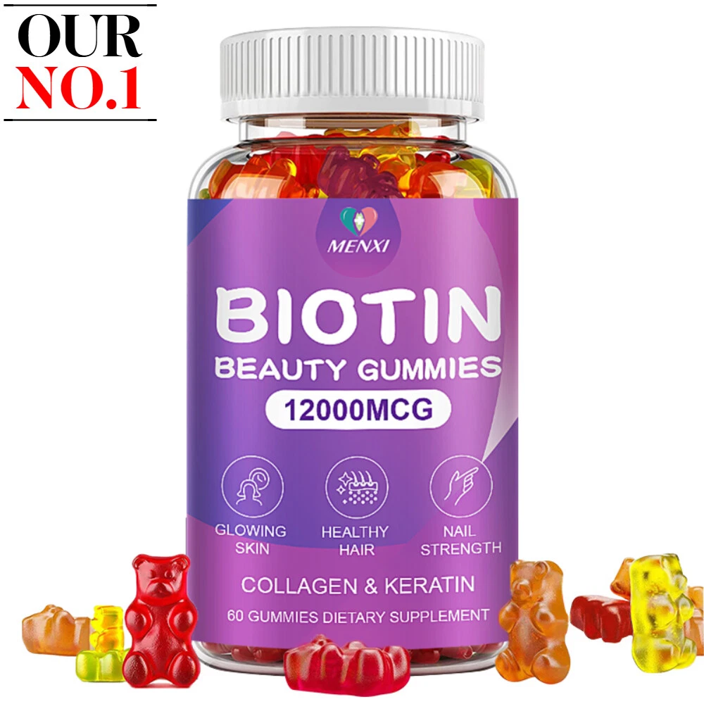 Vitamatic Biotin Gummies 12000 Mcg for Stronger Hair Skin Nails 60 Vegan Gummies
