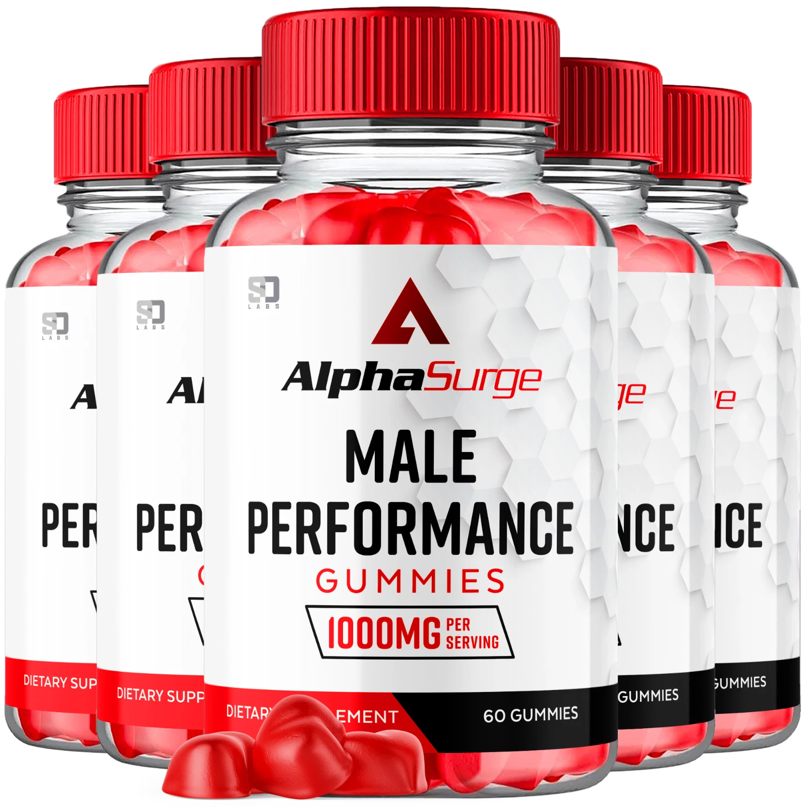 (5 Pack) Alpha Surge Male Gummies - Enhances Energy, Vitality & Stamina 300ct