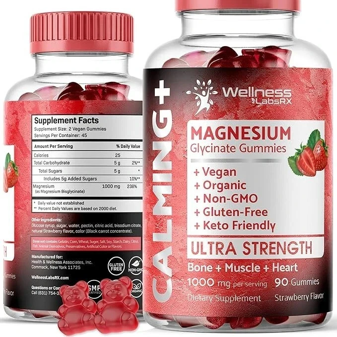 Magnesium Glycinate Gummies 1000mg Magnesium Supplement to Support Relaxation.