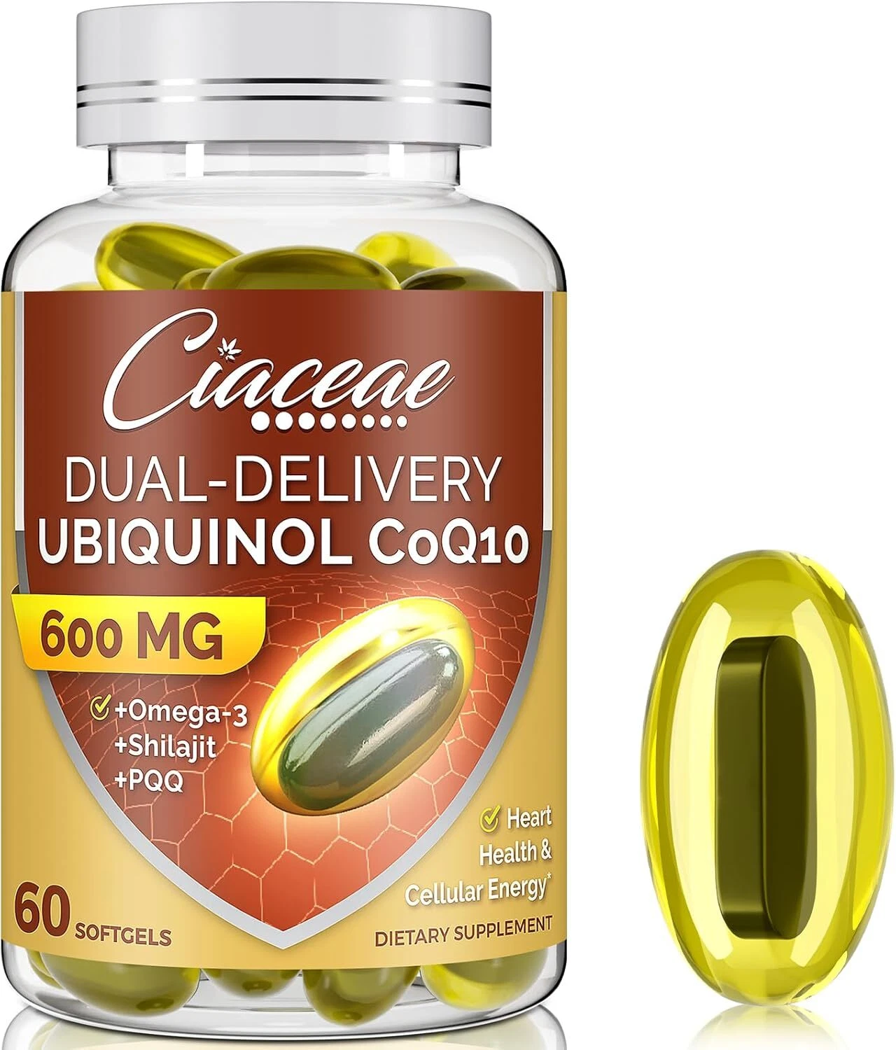 Ubiquinol CoQ10 600 MG Softgels with Omega-3 & Shilajit & PQQ, Advanced Dual-Del