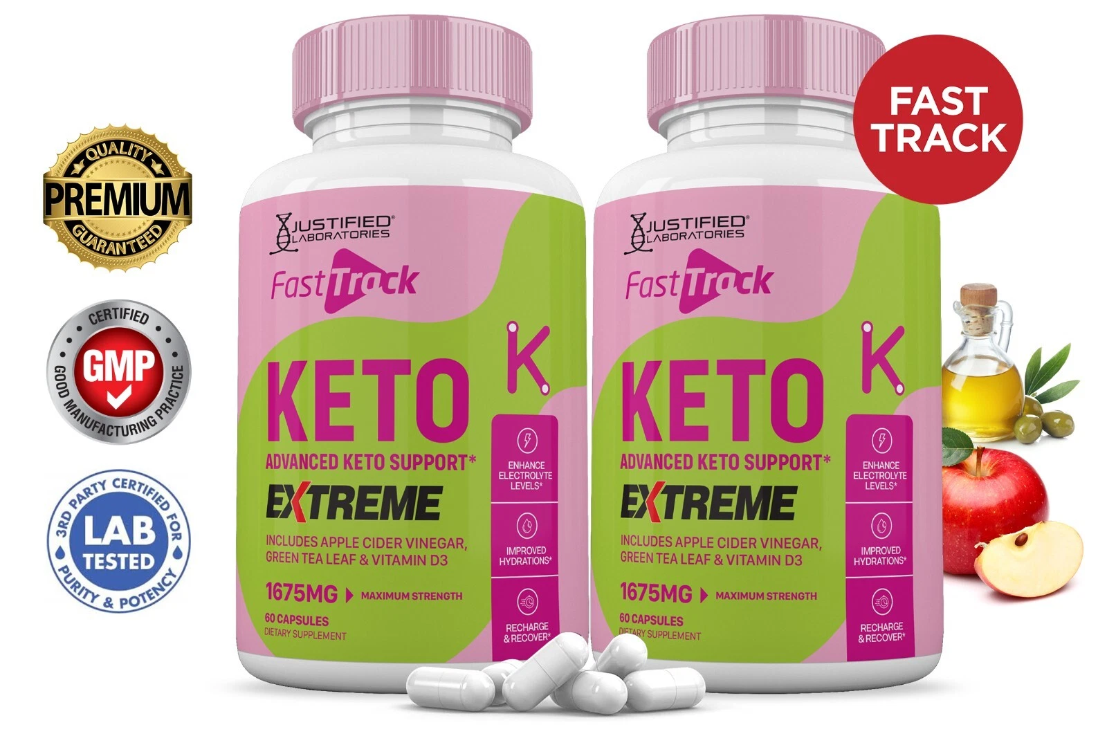 Fast Track Keto ACV Extreme Pills 1675MG Stronger Thn Gummy Keto Support 2Pck