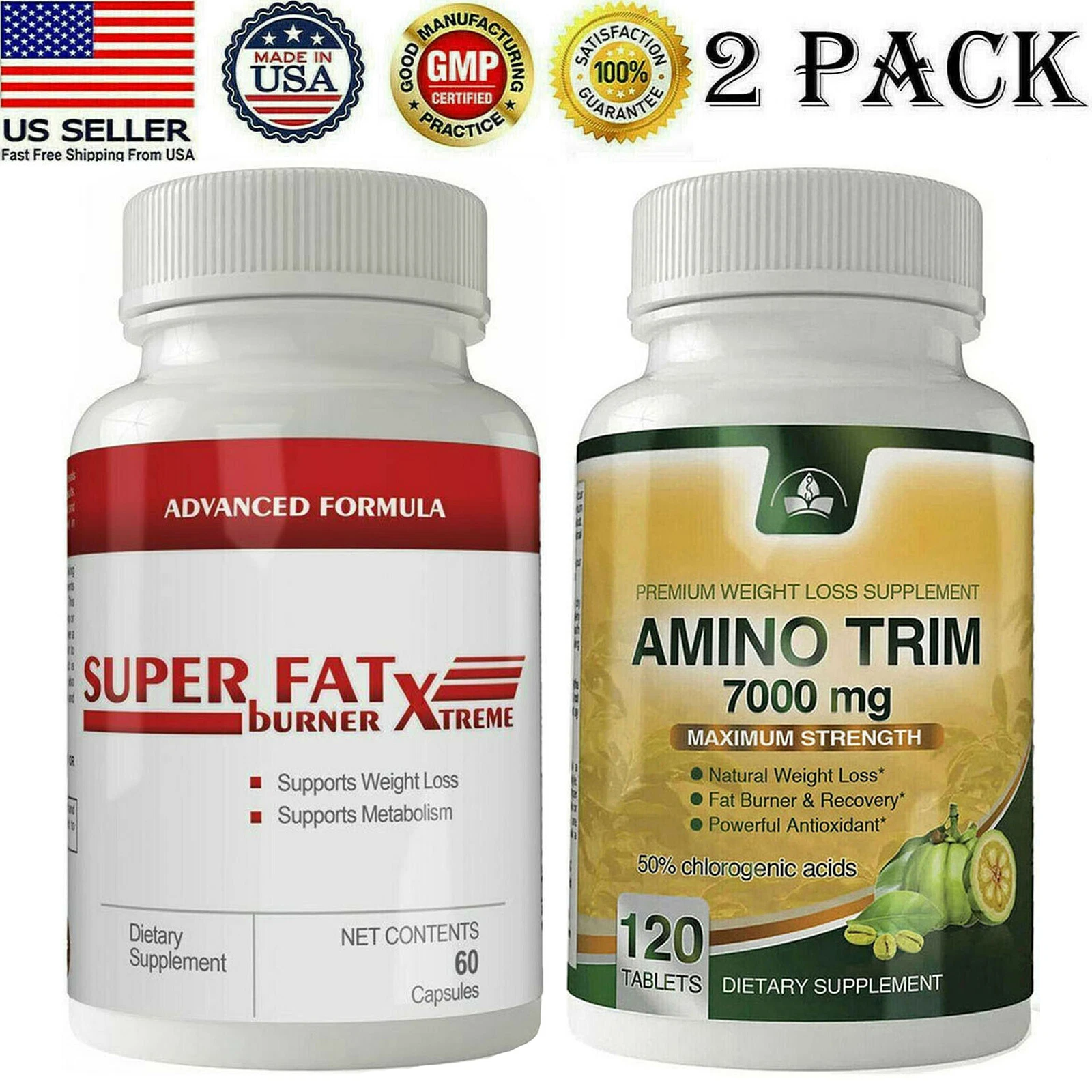 Xtreme Super Fat Burner Caps Amino Acid Trim Fat Burn Weight Loss Tablets 2 Pack