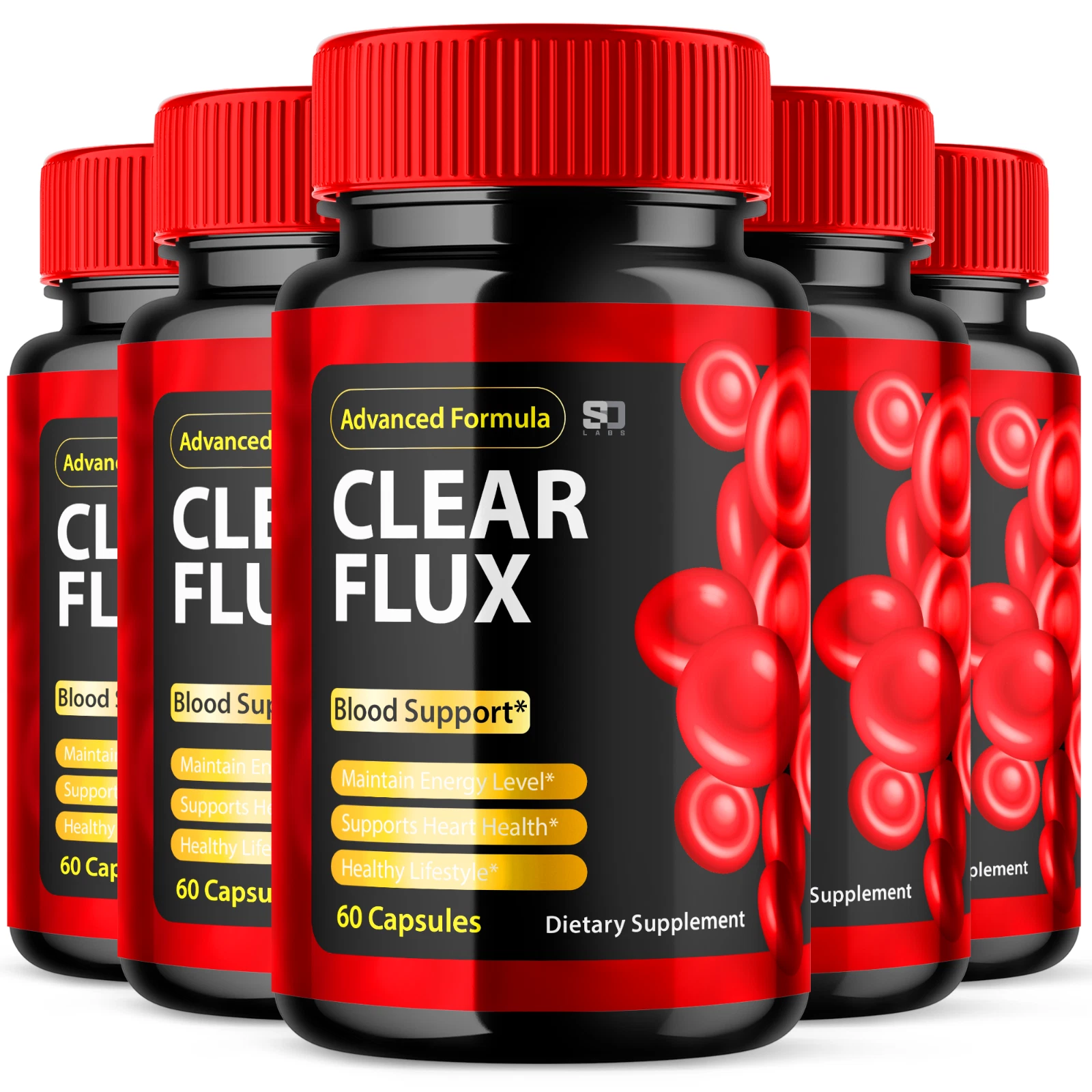 (5 Pack) Clear Flux, Advanced Blood Sugar Health Support Formula, 300 Capsules
