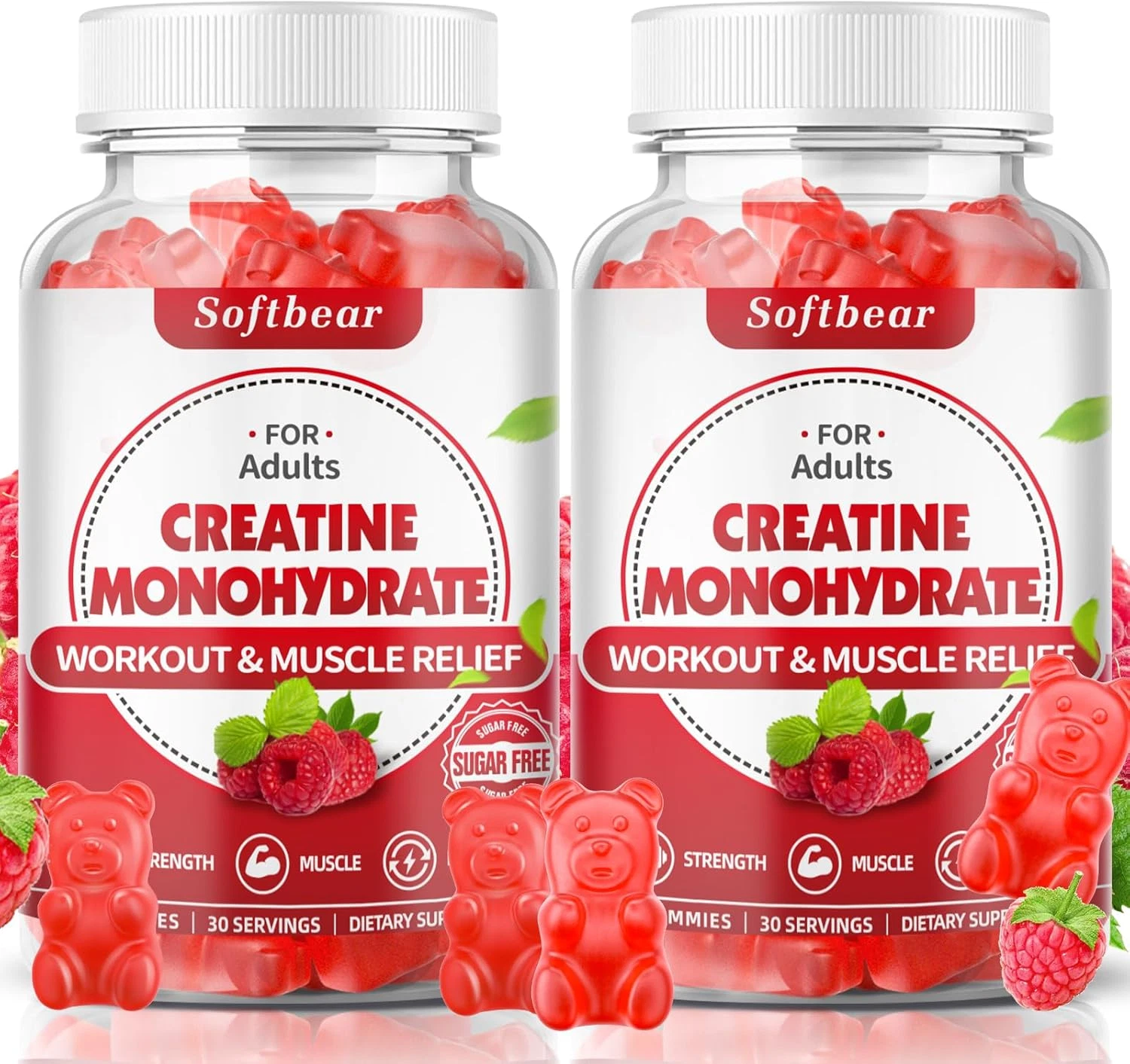 softbear Creatine Monohydrate Gummies 5g, Sugar Free Pre Workout 120 Count 11/26