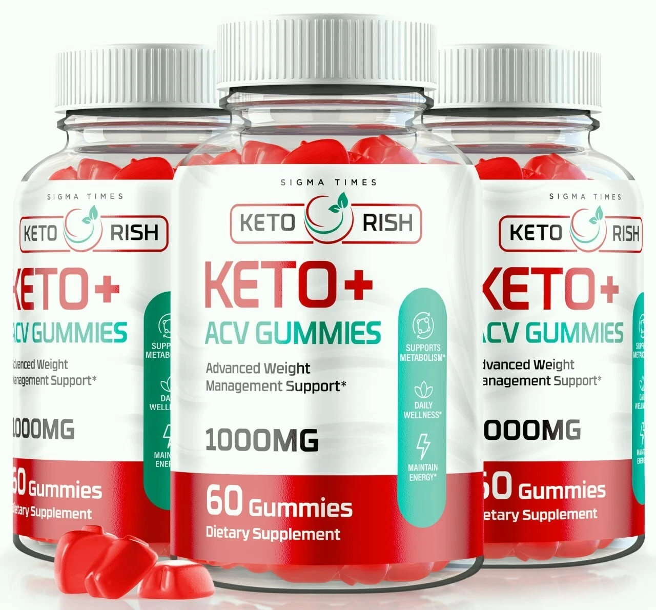(3 Pack) Keto Rish Advanced Keto + ACV Gummies for Weight Loss and Fat Burning