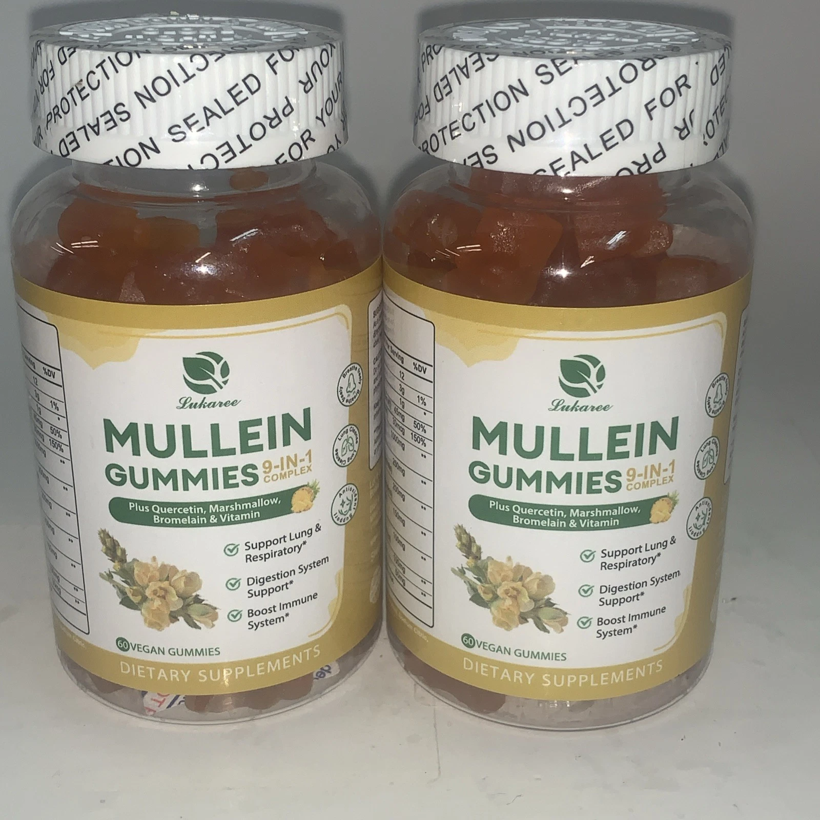 MULLEIN GUMMIES 9-IN-1 COMPLEX PINNEAPLE 60 GUMMIES LUKAREE EXP 11/26