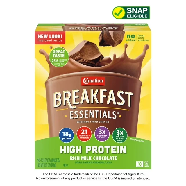 Carnation Breakfast Essentials Powder High Protein Nutritional Shake Drink Mix