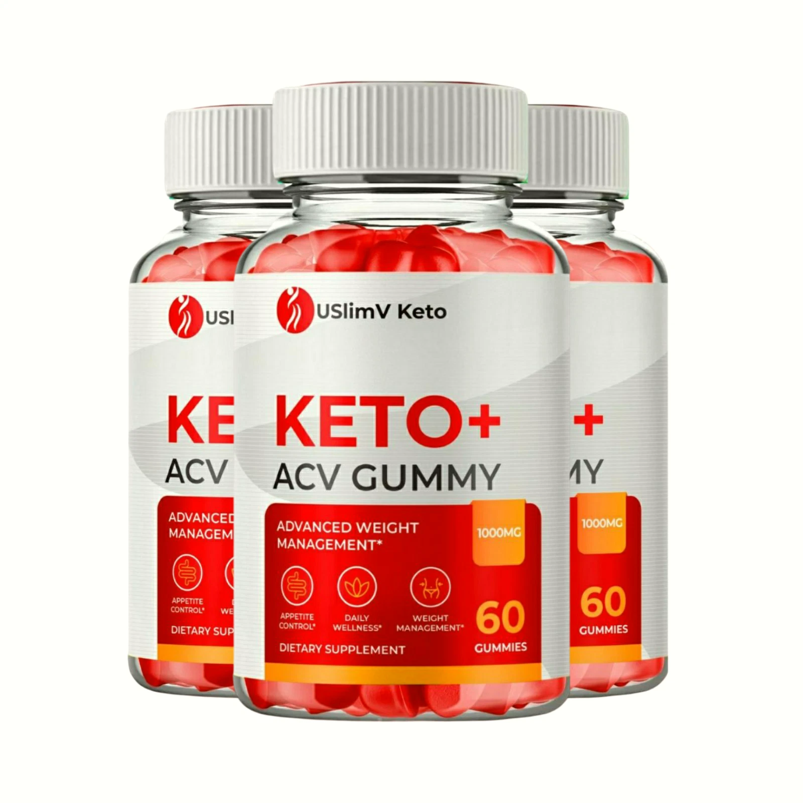 3-Pack USlimV Keto ACV Gummies, USlim V Weight Loss Supplement - 180 Gummies