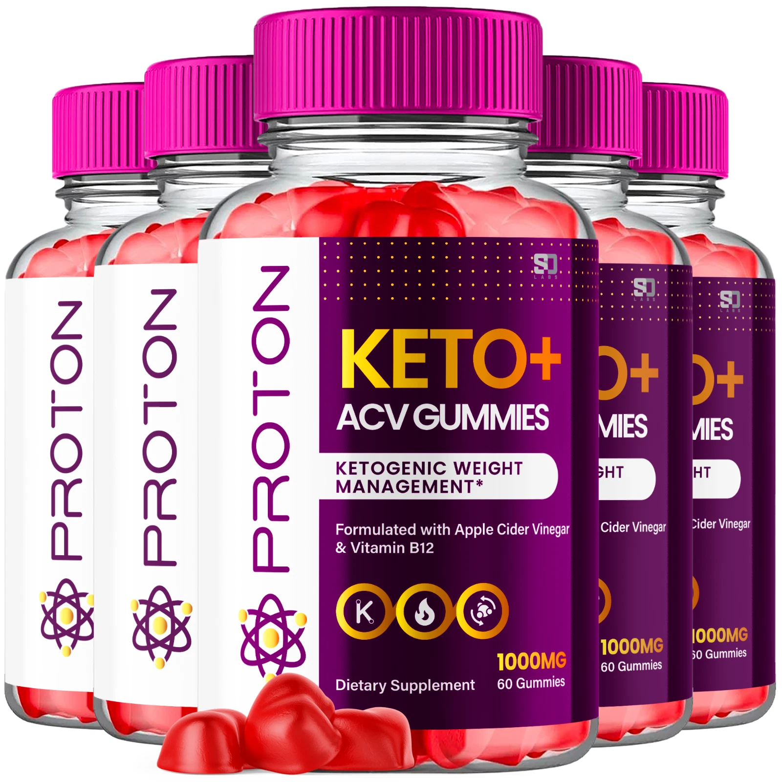 Proton Keto Gummies, Proton Keto ACV Gummies Weight Loss, Fat Burn - 5 Pack