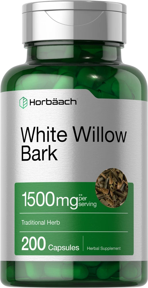 White Willow Bark Capsules | 1500mg | 200 Count | Non-GMO | by Horbaach