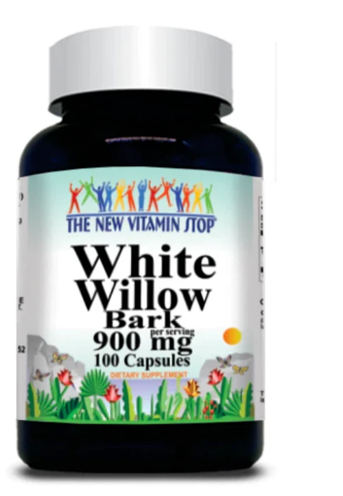 White Willow Bark 900mg 100 Caps Salix Alba Non Gmo