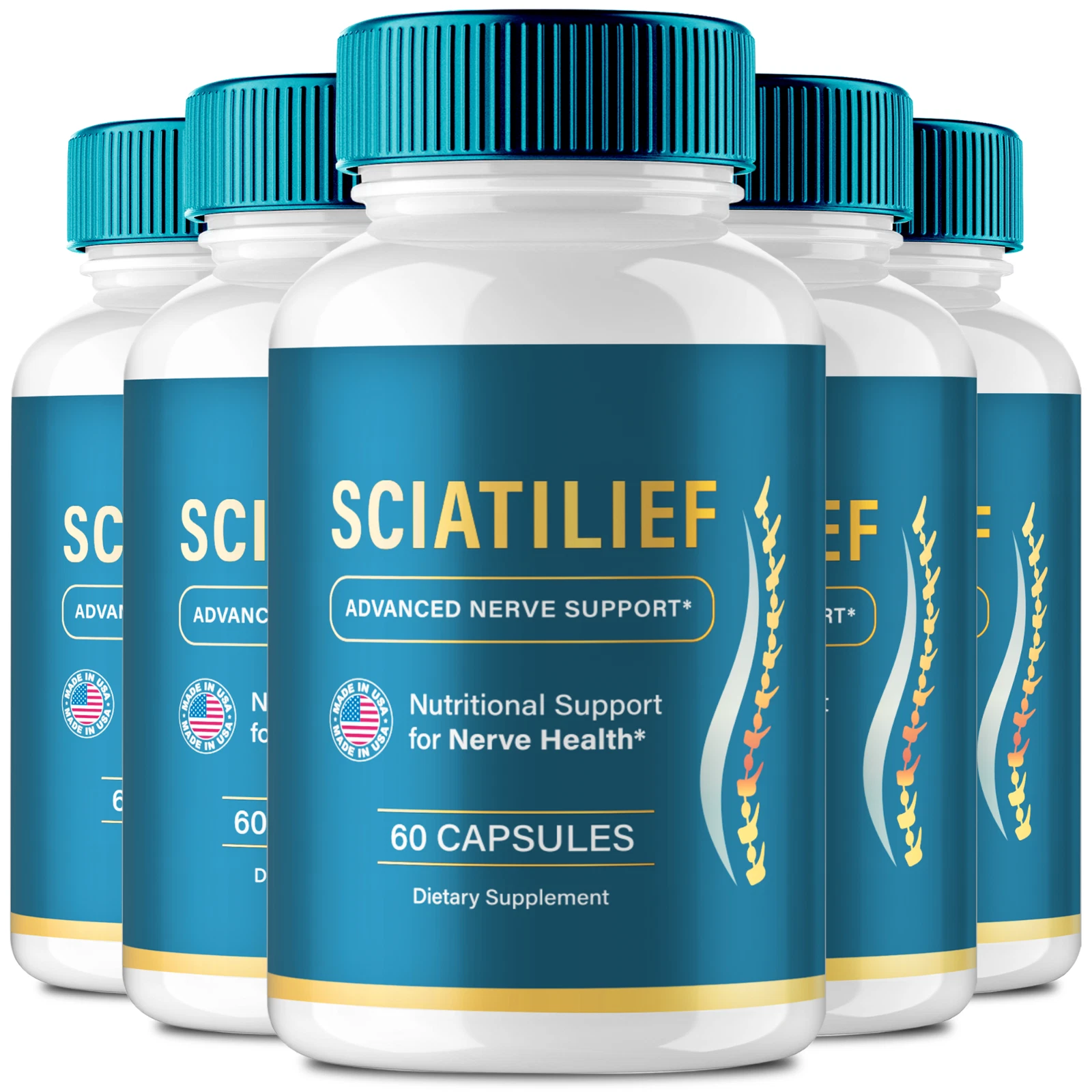 (5 Pack) Sciatilief Advanced Blood Capsules, Healthy Circulation & Stable Levels