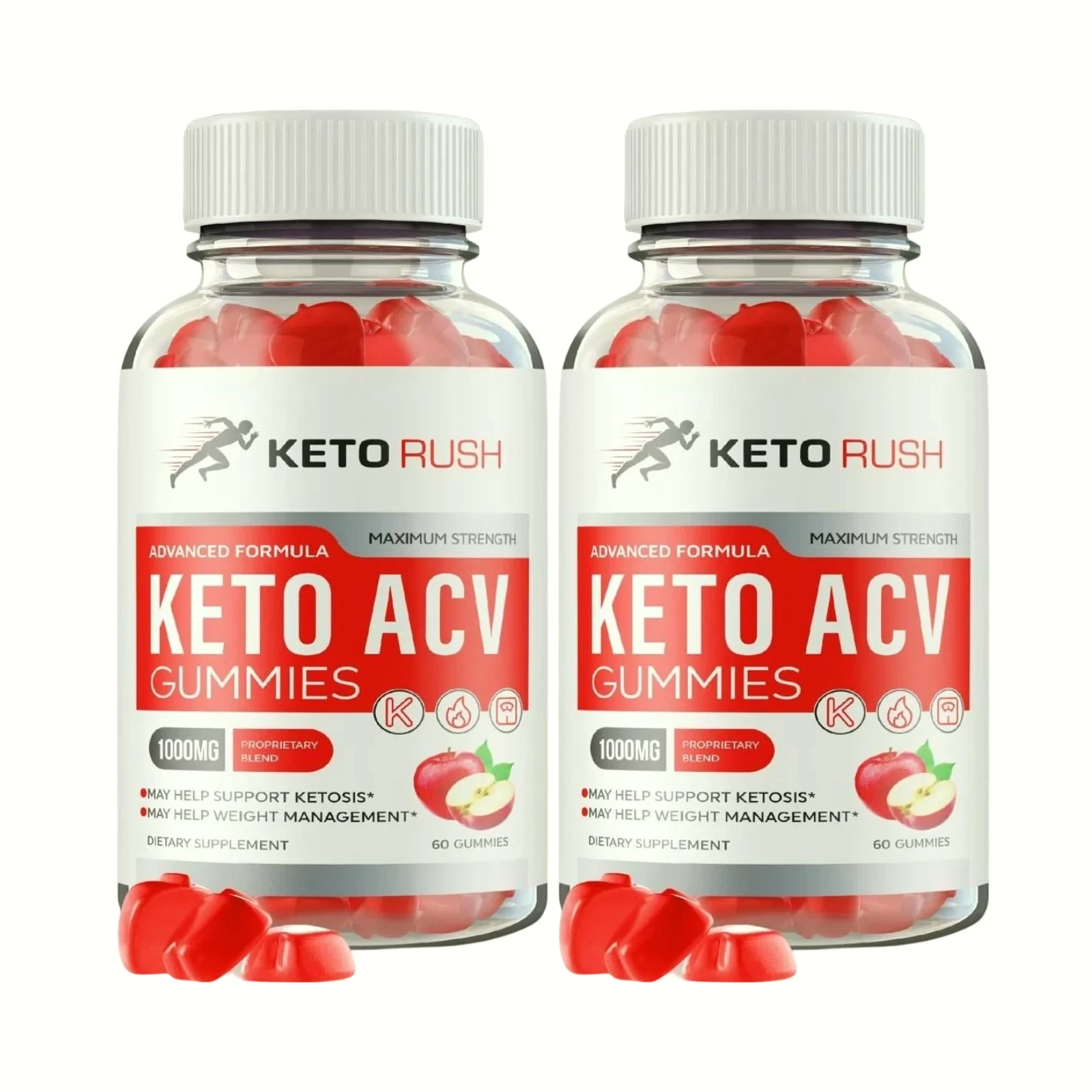 2-Pack Keto Rush ACV Gummies, KetoRush ACV Gummies for Weight Loss (120 Gummies)