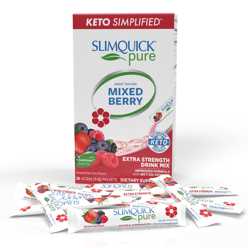 Slimquick Pure 3x Extra Strength Mixed Berry Drink Mix for Women to Help Achi...