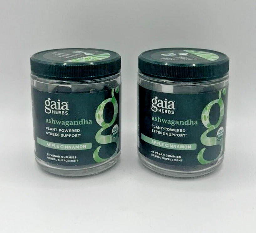 2-PACK Gaia Herbs Ashwagandha 45 Plant Powered Vegan Gummies FREE SHIPPING!!