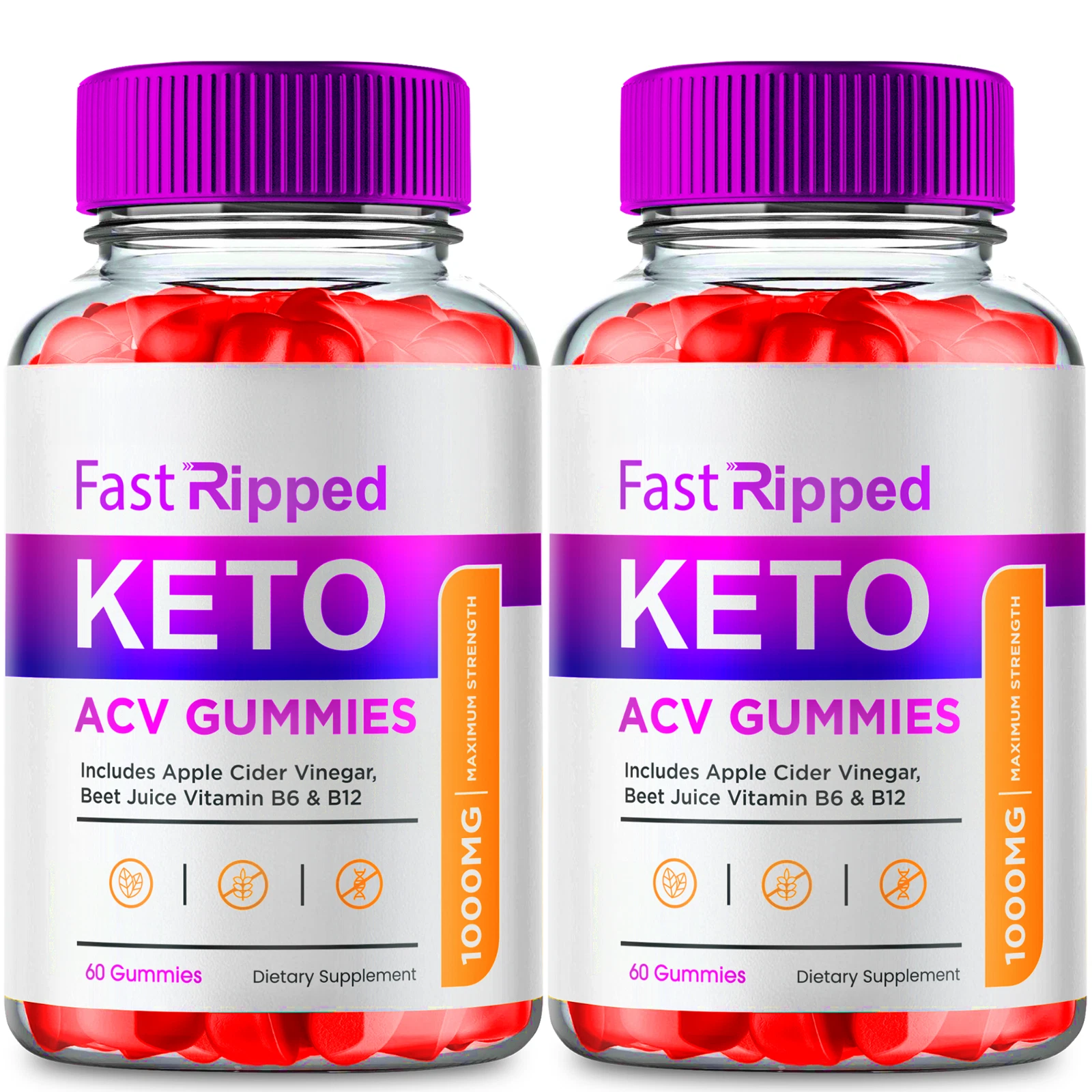(2 Pack) Fast Ripped ACV Gummies, Fast Ripped Keto Weight Loss (120 Gummies)