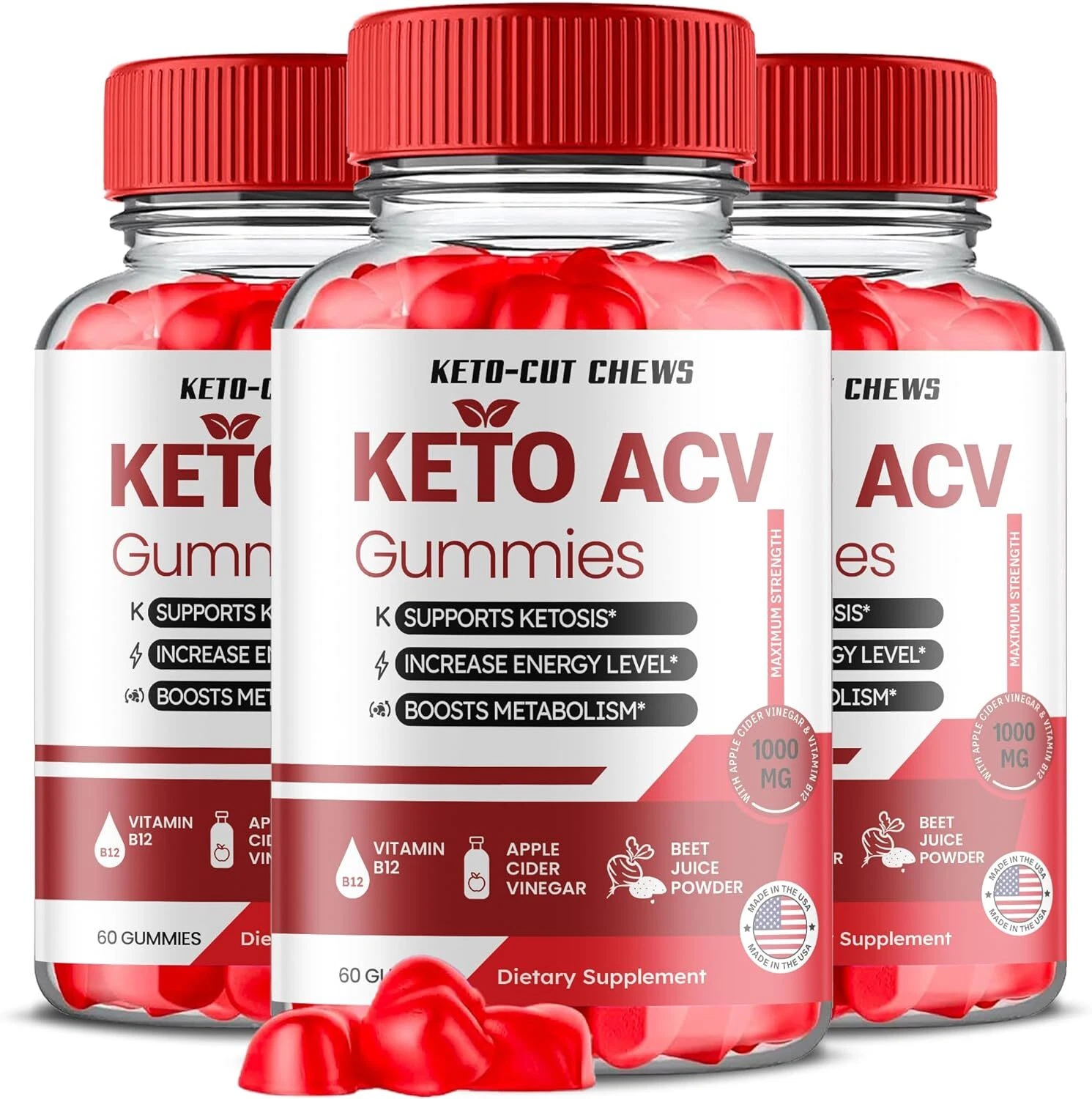 Keto Cut Chews Gummies - Keto Cut Chews ACV Gummys Weight Loss ORIGINAL - 3 Pack