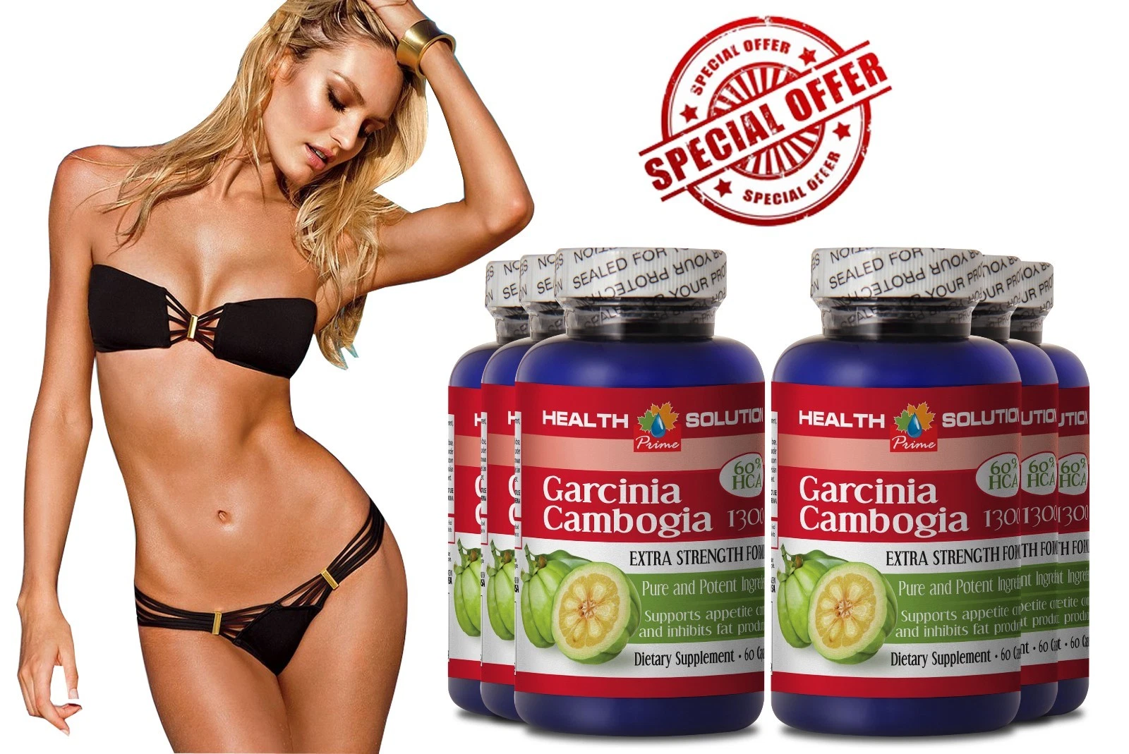 Pure Garcinia Cambogia 1300mg - Weight Loss (6 Bottles)