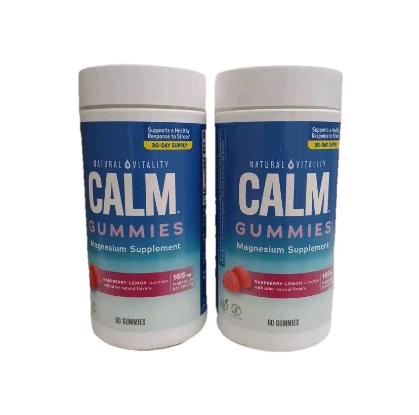 Natural Vitality CALM Gummies Magnesium Support (60 Gummies) Exp:10/25 Pack Of 2