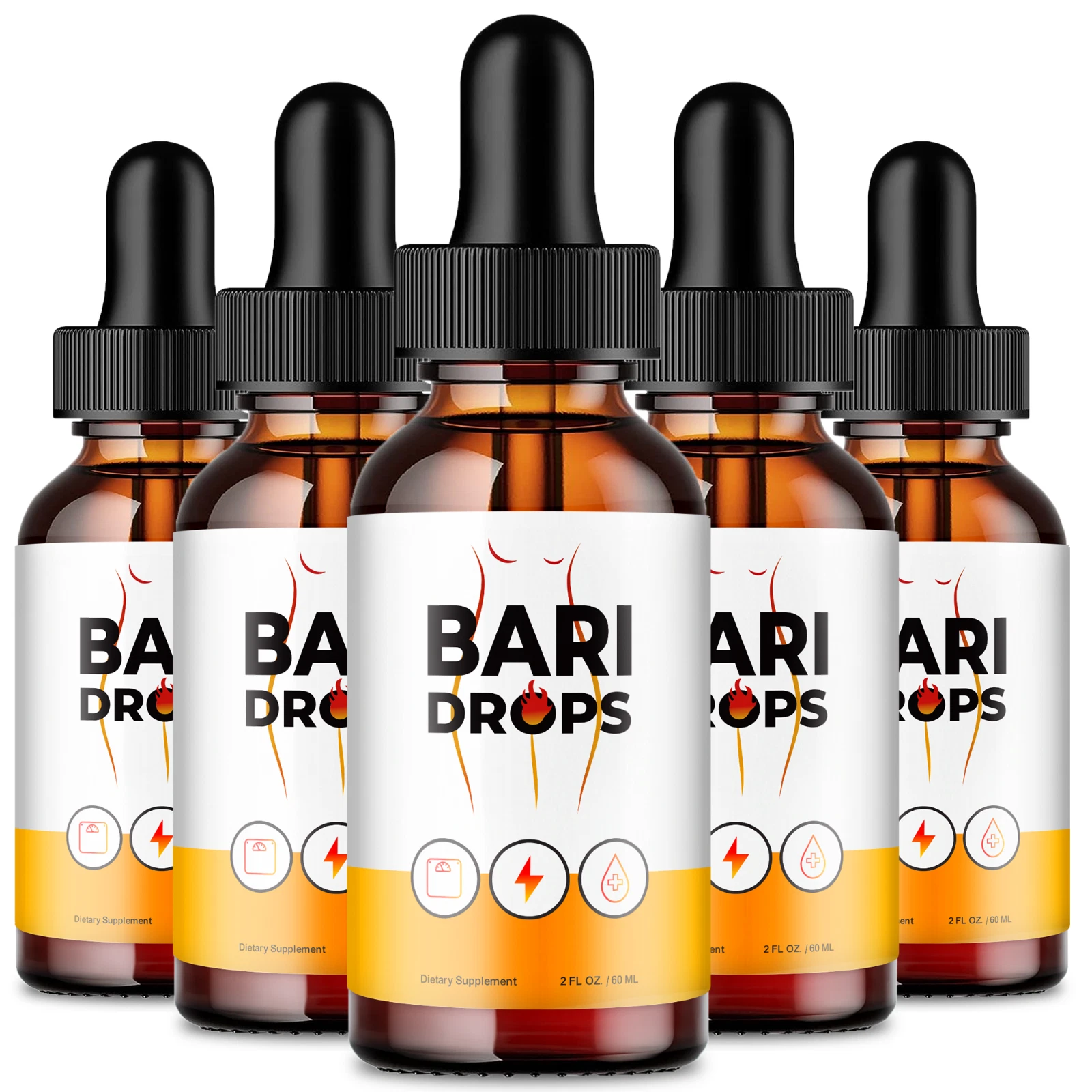(5 Pack) Bari Keto Drops Weight Loss, Bari Liquid Drops for Energy and Burn Fat