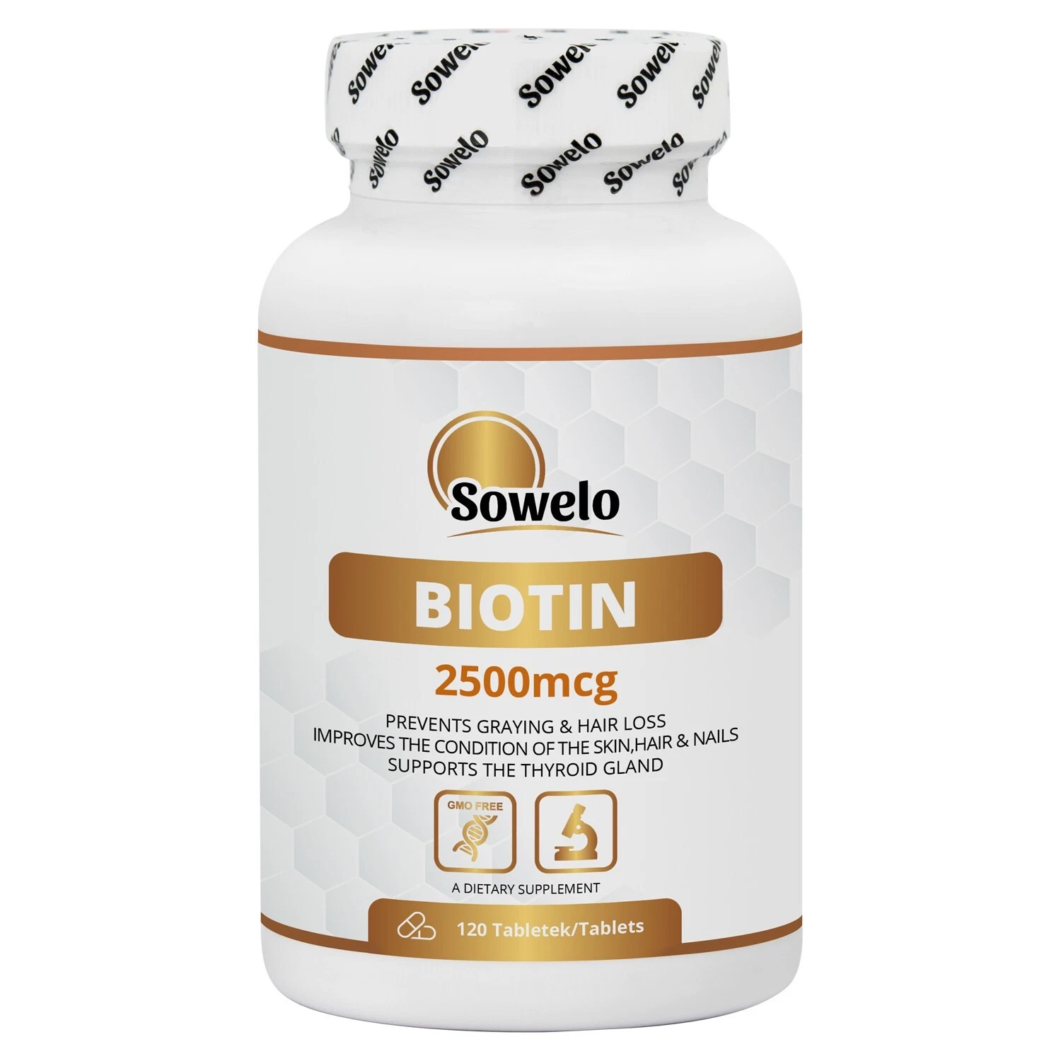Biotin (Vitamin B7) 2500mcg Tablets – Hair, Skin & Nail Support – Sowelo